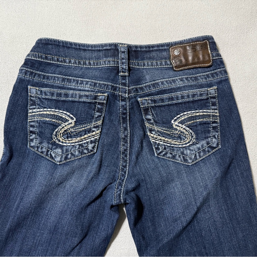 Silver Suki Jeans Womens 27x28 Blue Bootcut Low Rise Stretch Denim - Picture 9 of 10